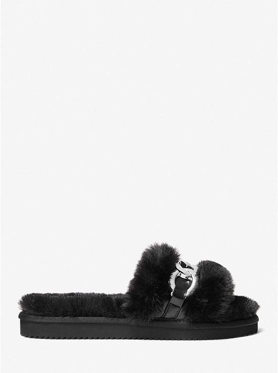 商品Michael Kors|Scarlett Chain Link Faux Fur Slide Sandal,价格¥585,第4张图片详细描述