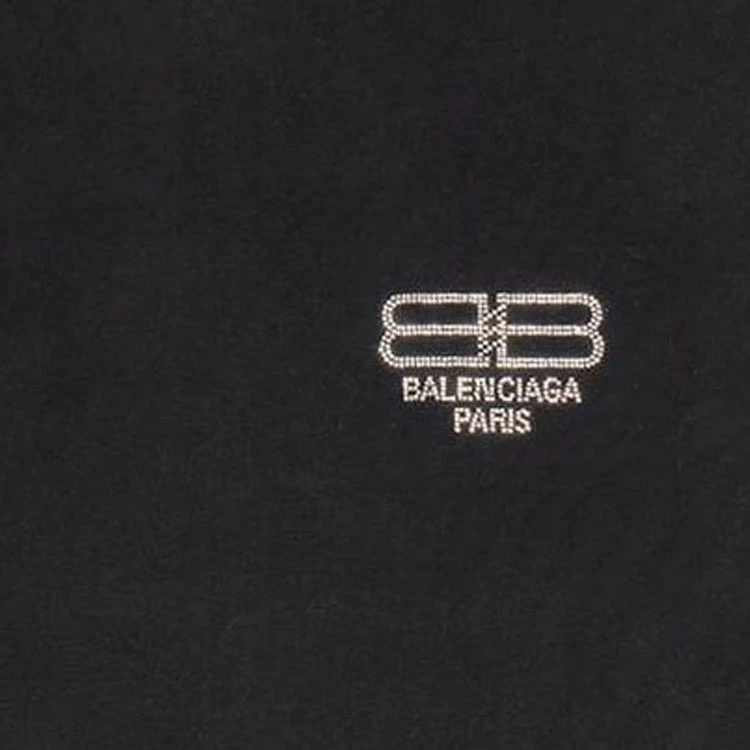 商品[国内直发] Balenciaga|FW22 水钻Logo字母宽松圆领短袖T恤 女款 黑色,价格¥4770,第6张图片详细描述