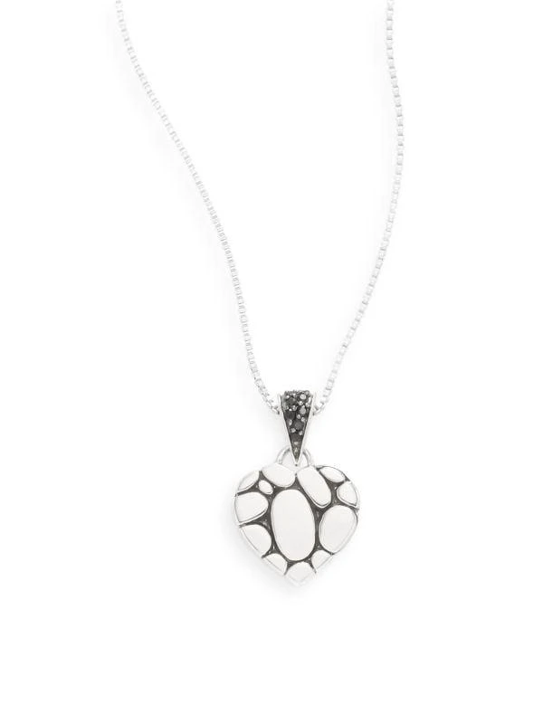 商品John Hardy|Sterling Silver & Black Sapphire Heart Pendant Necklace,价格¥2144,第1张图片
