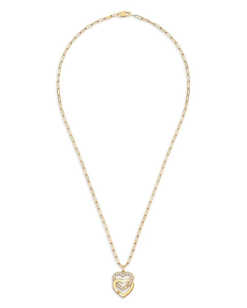 商品Dinh Van|18K Yellow Gold Double Coeurs Diamond Pendant Necklace, 17.7",价格¥33259,第1张图片