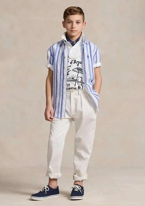 商品Ralph Lauren|Lauren Childrenswear Boys 8 20 Linen Short Sleeve Shirt,价格¥209,第1张图片