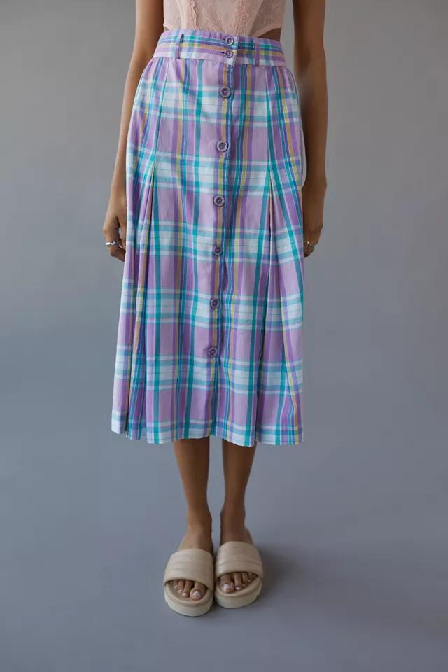 Urban Renewal Vintage Plaid Cotton Midi Skirt商品第4张图片规格展示