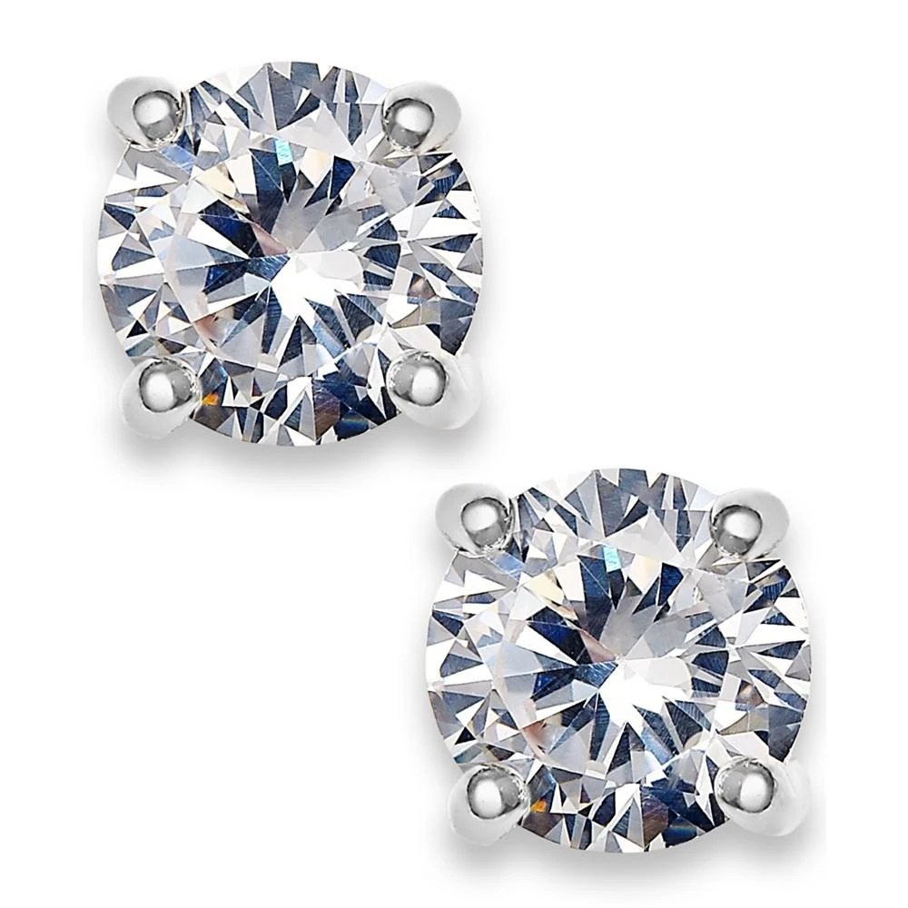 商品Charter Club|Fine SilverPlate Cubic Zirconia Round Stud Earrings,价格¥60,第1张图片