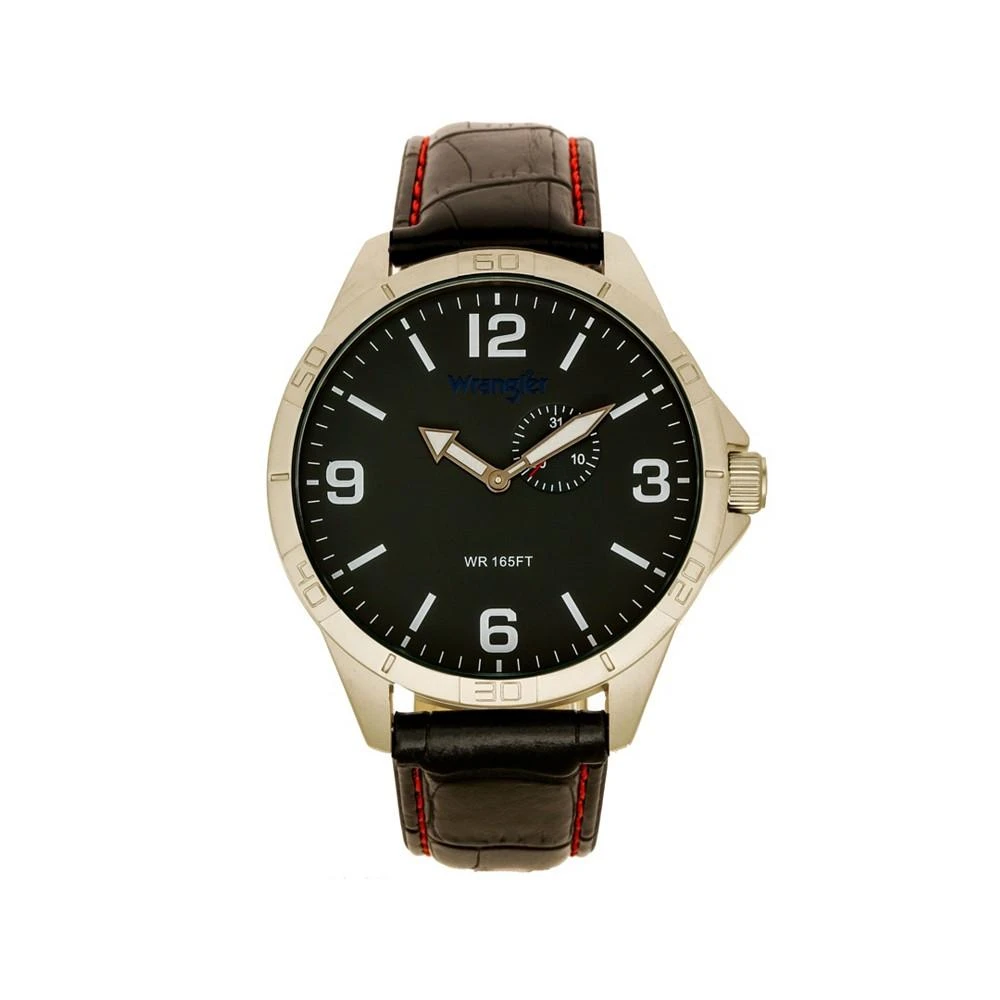 商品Wrangler|Men's Watch, 48MM IP Silver Case with White Dial, Tan Strap,价格¥527,第1张图片