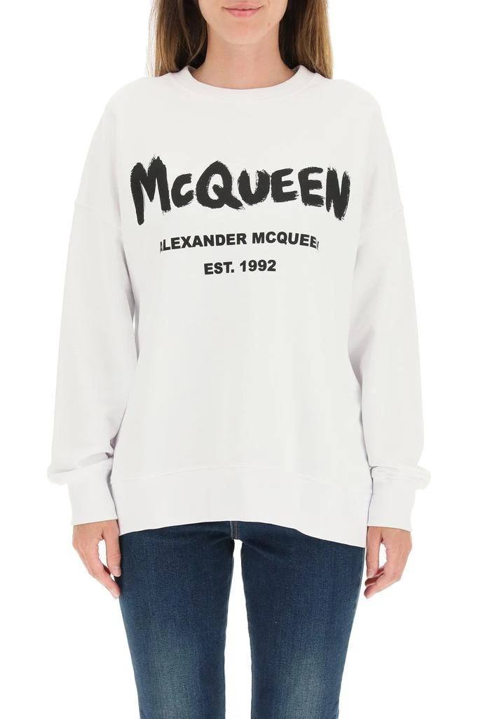 商品Alexander McQueen|Alexander mcqueen graffiti logo oversized sweatshirt,价格¥2313,第2张图片详细描述