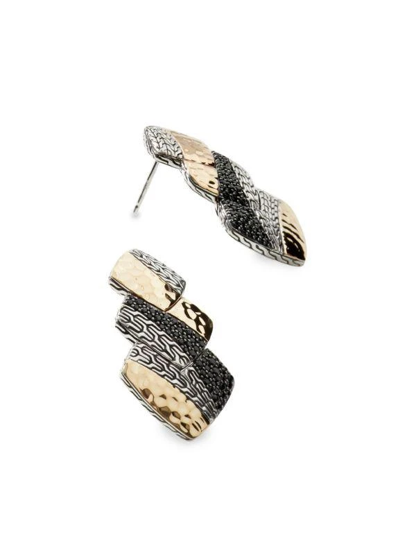 商品John Hardy|Classic Chain 18K Gold Bonded Sterling Silver, Spinel & Treated Black Sapphire Drop Earrings,价格¥8317,第3张图片详细描述