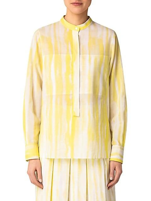 商品Akris|Waterstripe-Print Cotton Voile Blouse,价格¥2402,第3张图片详细描述