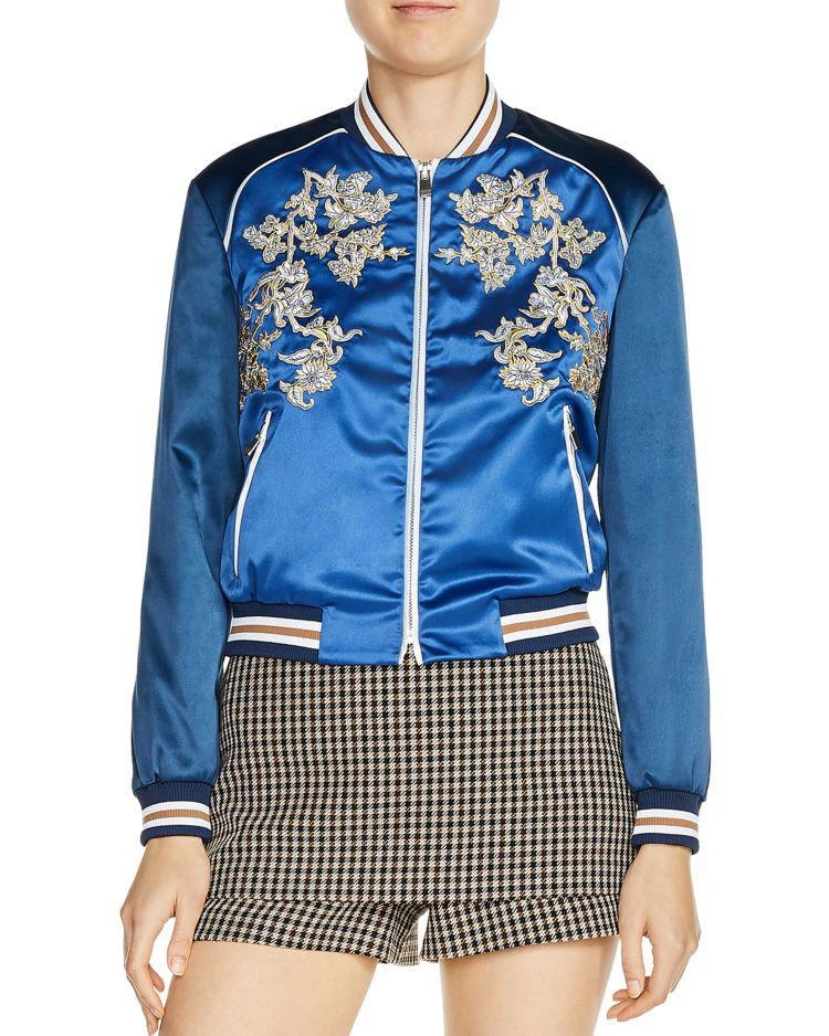 商品Maje|Bichon Embroidered Bomber Jacket,价格¥1463,第1张图片