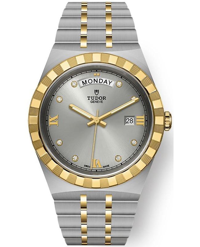 Tudor Royal Silver Diamond Dial Stainless Steel and Yellow Gold Unisex Watch M28603-0002商品第1张图片规格展示