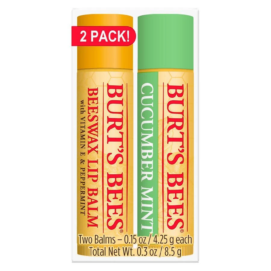 商品Burt's Bees|Moisturizing Lip Balm Pack Cucumber Mint with Beeswax,价格¥29,第1张图片