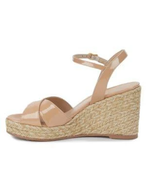 商品Stuart Weitzman|Rosemarie Patent Leather Wedge Sandals,价格¥867,第4张图片详细描述