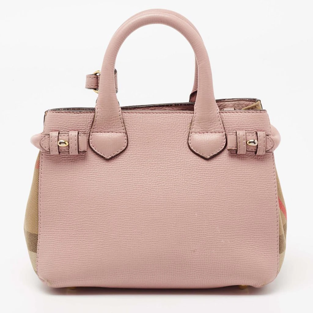 商品[二手商品] Burberry|Burberry Pink/Beige House Check Canvas and Leather Mini Banner Tote,价格¥4717,第3张图片详细描述