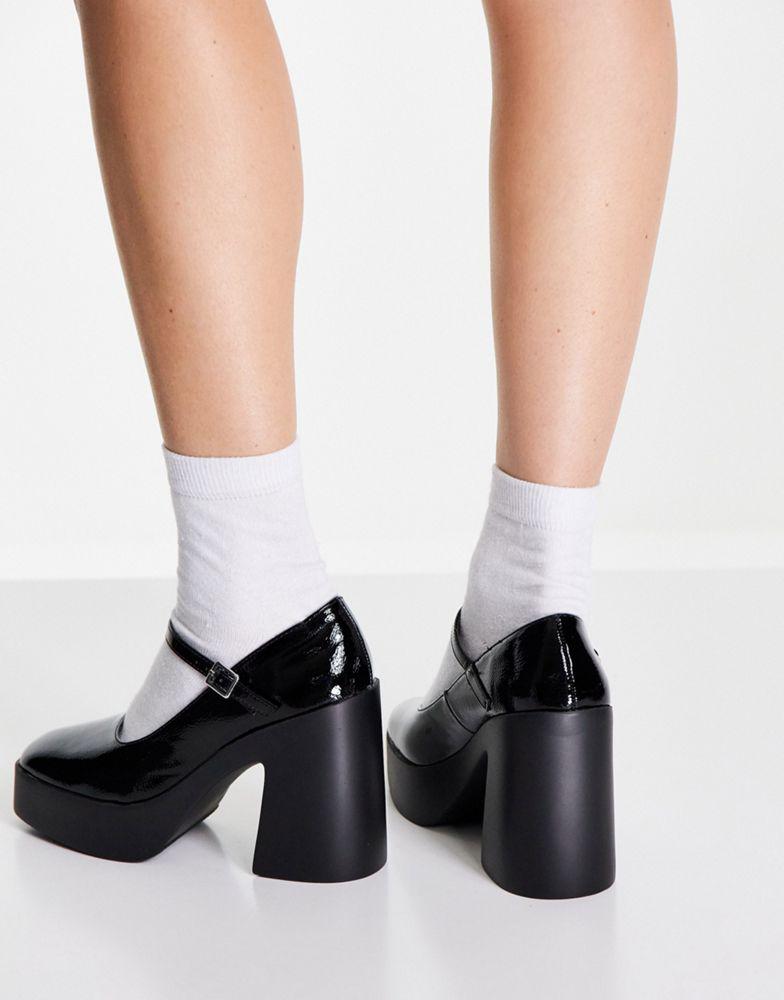 ASOS DESIGN Penny platform mary jane heeled shoes in black商品第2张图片规格展示