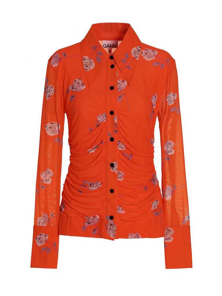 商品Ganni|Floral mesh shirt,价格¥1634,第1张图片
