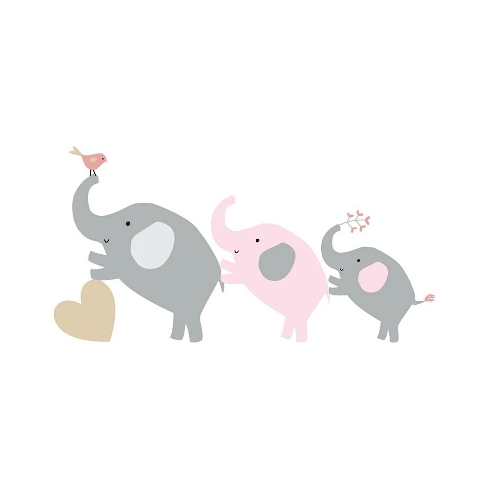 商品Bedtime Originals|Eloise Gray/Pink/Gold Elephant Nursery Wall Decals,价格¥123,第1张图片