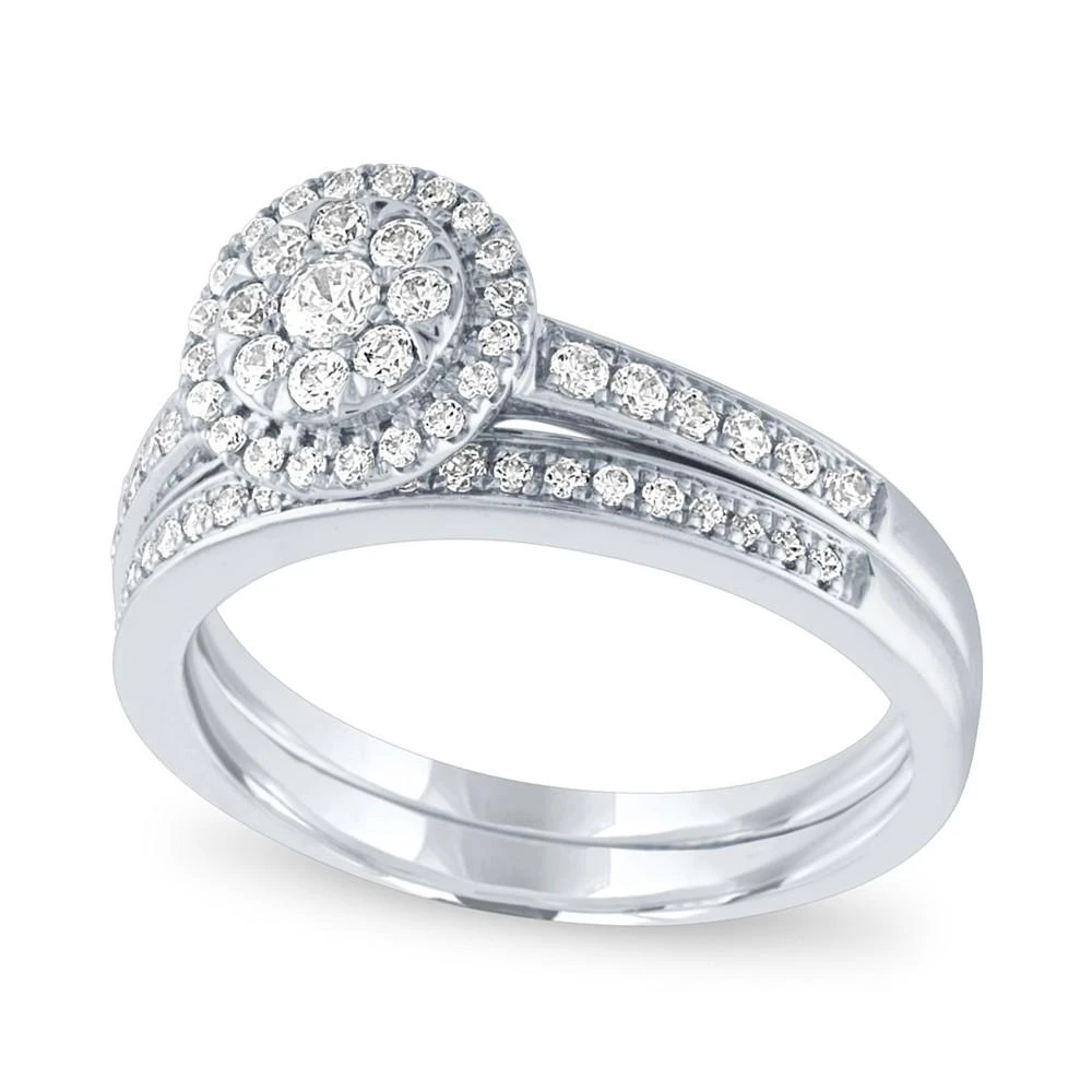商品Macy's|Diamond Halo Cluster Bridal Set (1/2 ct. t.w.) in 14k White Gold,价格¥10465,第1张图片