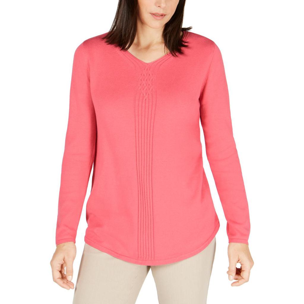 Karen Scott Womens Heathered V-Neck Pullover Sweater商品第4张图片规格展示