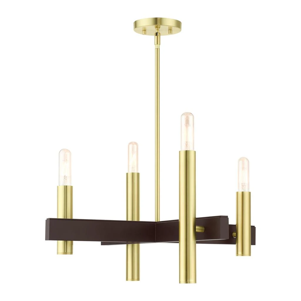商品Livex Lighting|Four Light Satin Brass Chandelier,价格¥2394,第1张图片