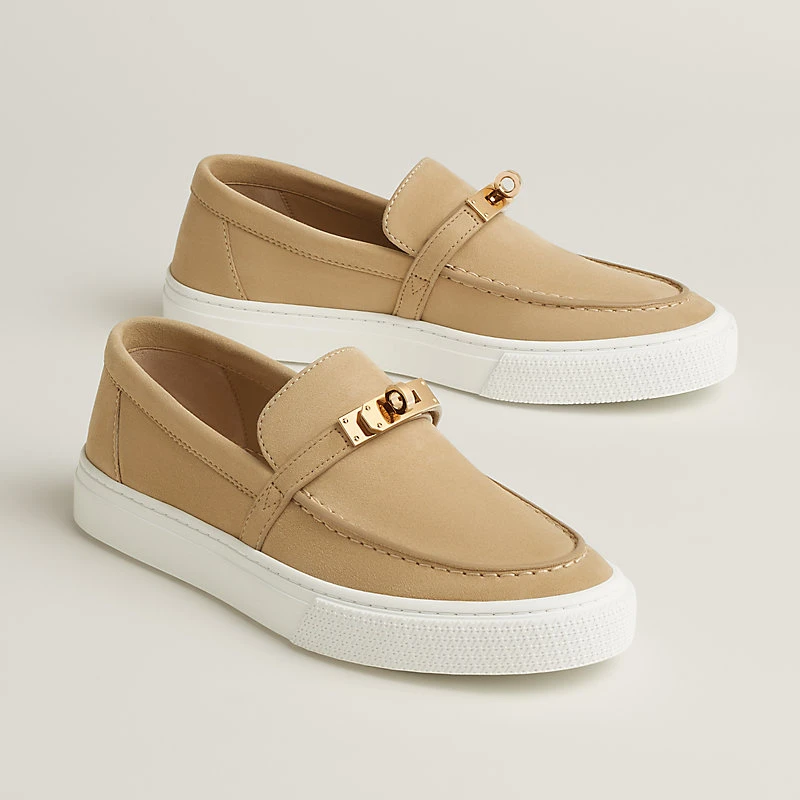 商品Hermes|Hermes/爱马仕 女士米色绒面山羊皮休闲运动鞋,价格¥8505,第1张图片