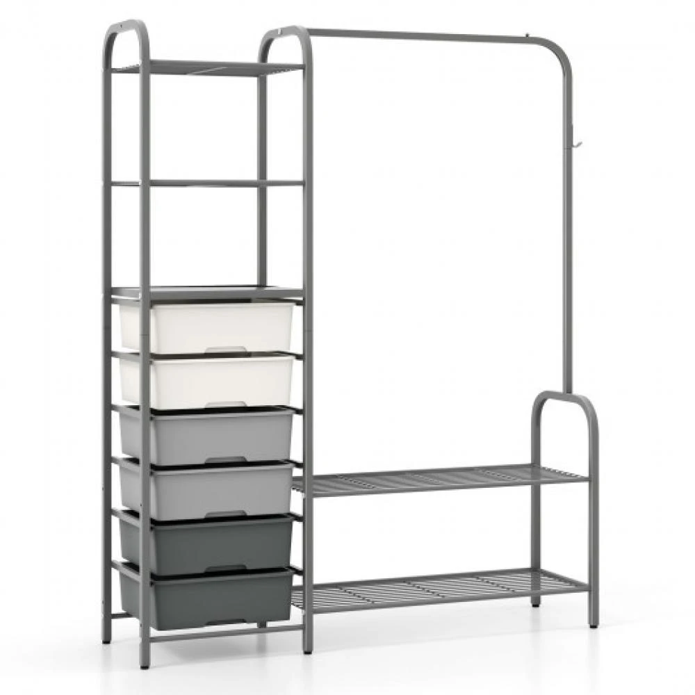 商品Hivvago|Free Standing Closet Organizer with Removable Drawers and Shelves-Gray,价格¥1188,第3张图片详细描述