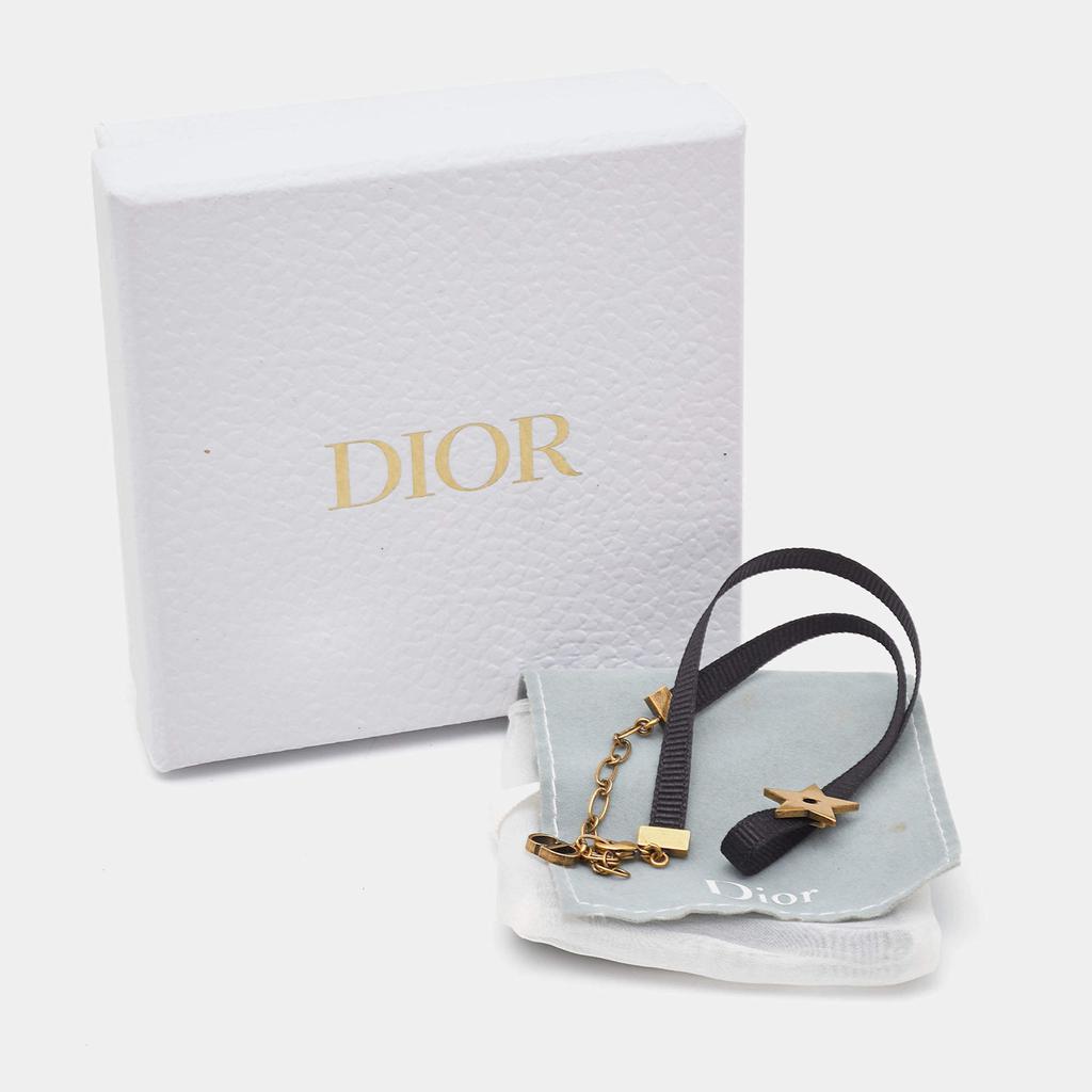 Dior Aged Gold Tone Black Ribbon Star Choker Necklace商品第6张图片规格展示