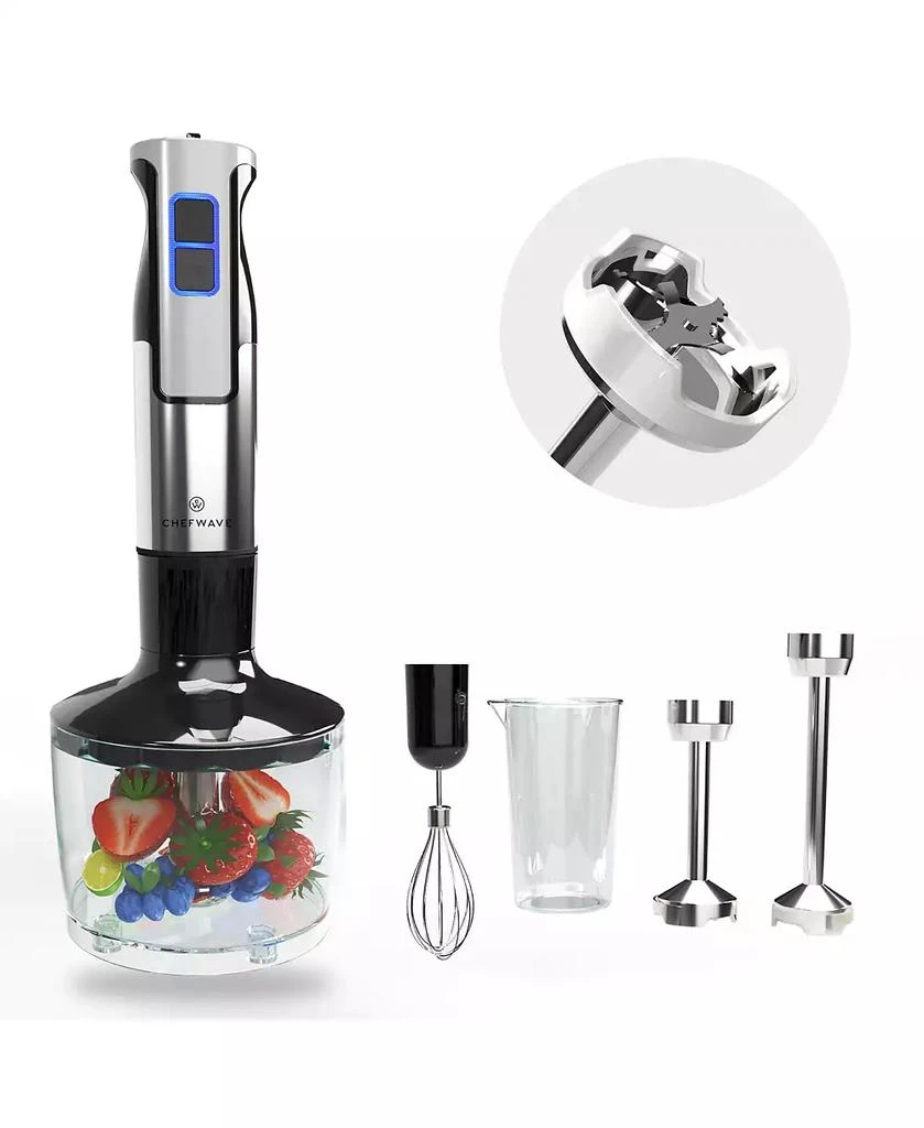 商品ChefWave|InterMix 500 Watt 9-Speed Immersion Multi-Purpose Hand Blender Heavy Duty with Immersion Depth Wands, Beaker, Whisk and Chopper Attachments,价格¥261,第5张图片详细描述