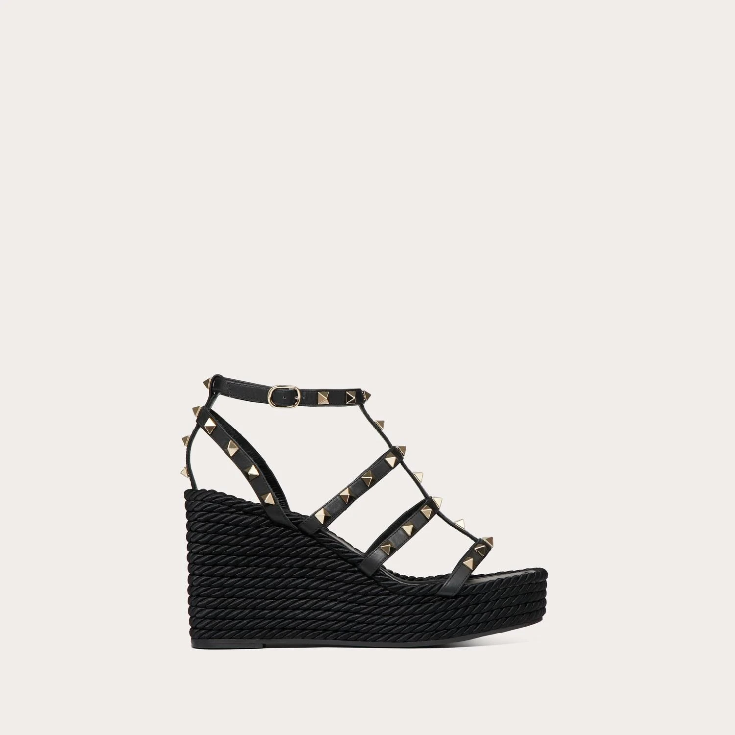 【预售】 华伦天奴 25春夏 女士 坡跟鞋 SANDALES COMPENSÉES ROCKSTUD À BRIDES EN VEAU. TALON : 95 MM 4W2S0F95BAE_0NO  商品