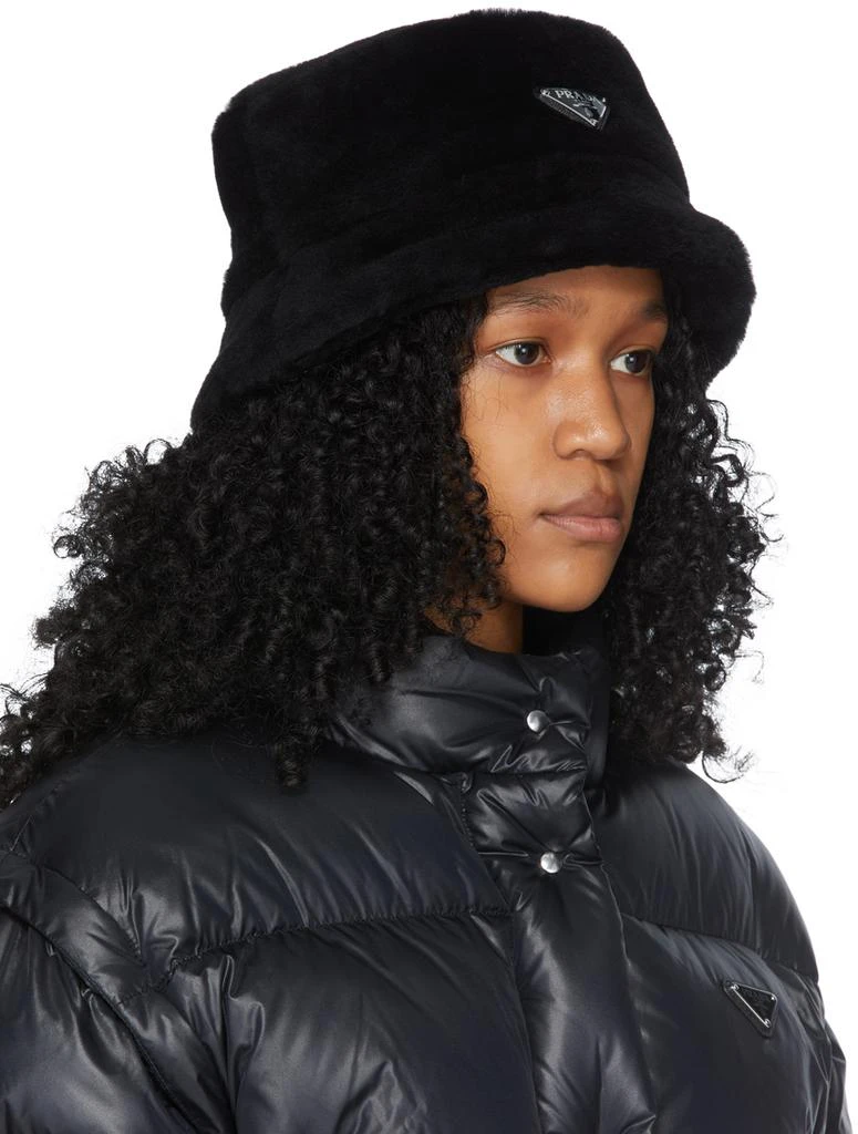 商品Prada|Black Shearling Bucket Hat,价格¥5352,第2张图片详细描述