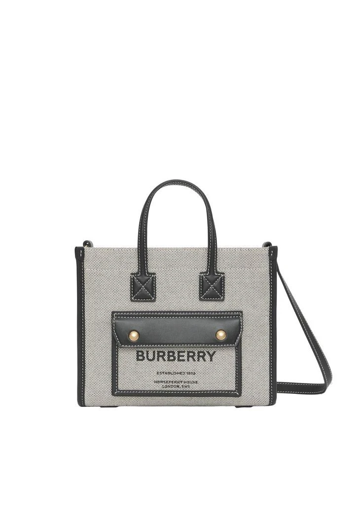 商品Burberry|Two-tone canvas and leather mini freya tote,价格¥9346,第1张图片