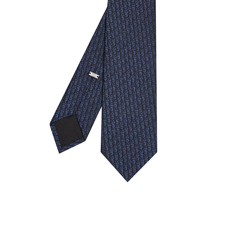 商品Dior|【预售3-7天】DIOR/迪奥 22年春夏 男士蓝色/黑色桑蚕丝老花印花领带93C1046A0121_C975,价格¥1964,第4张图片详细描述