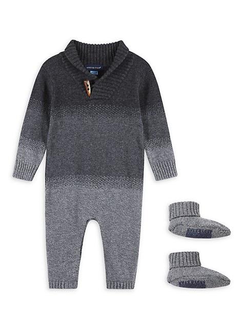 Baby Boy's 2-Piece Knit Toggle Romper & Booties Set商品第1张图片规格展示