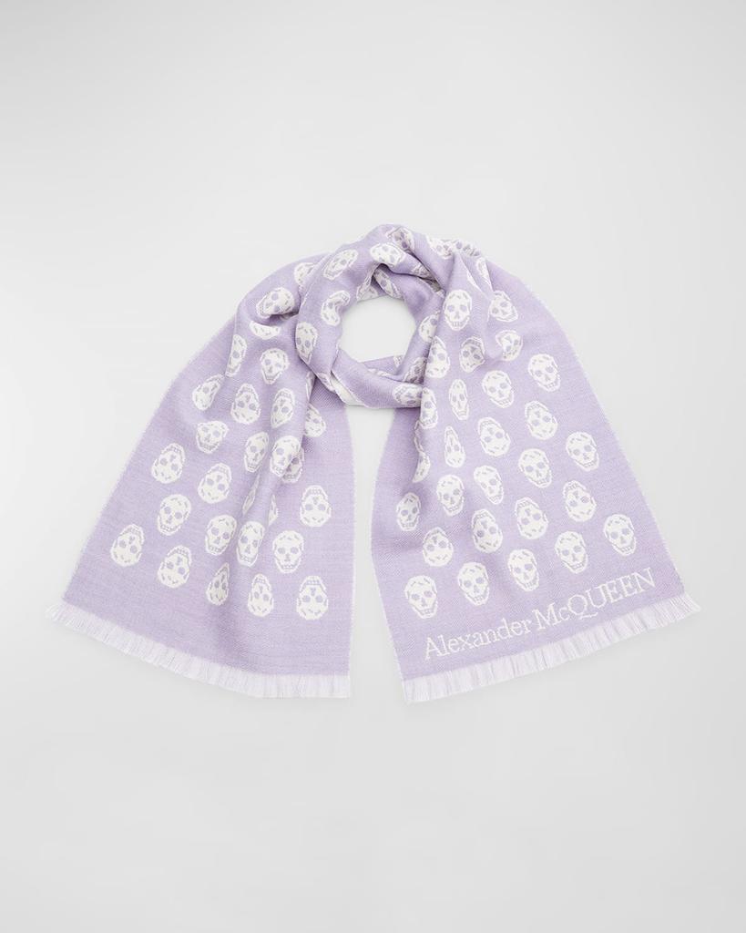 Reversible Skull-Print Wool Scarf商品第1张图片规格展示