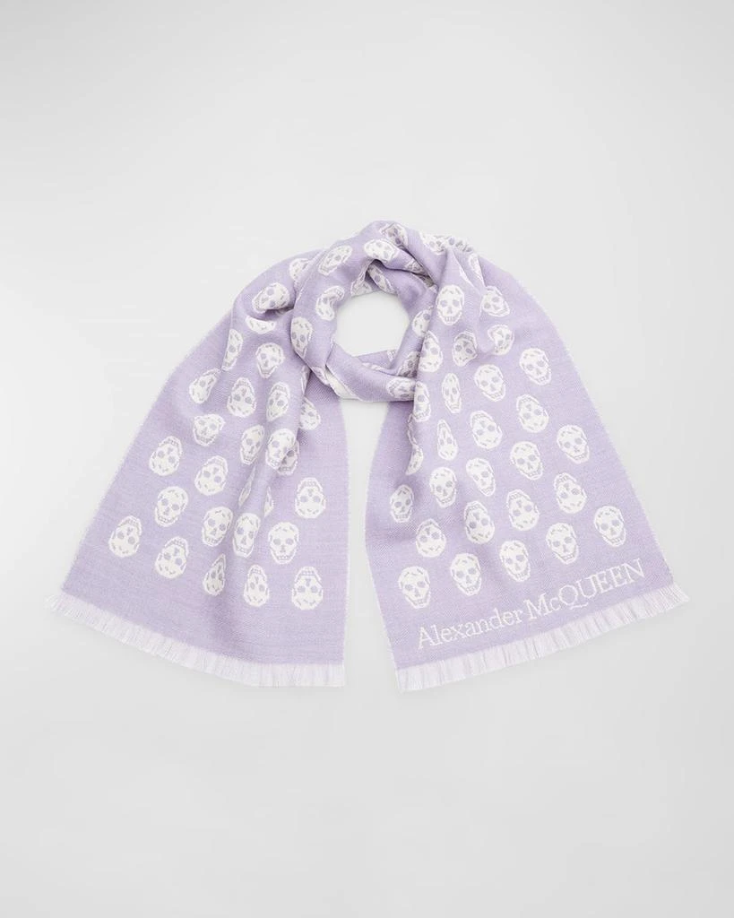 商品Alexander McQueen|Reversible Skull-Print Wool Scarf,价格¥1476,第1张图片