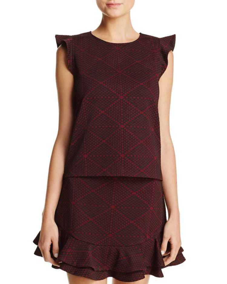商品AQUA|Ruffle-Sleeve Geometric Print Top - 100% Exclusive,价格¥108,第1张图片