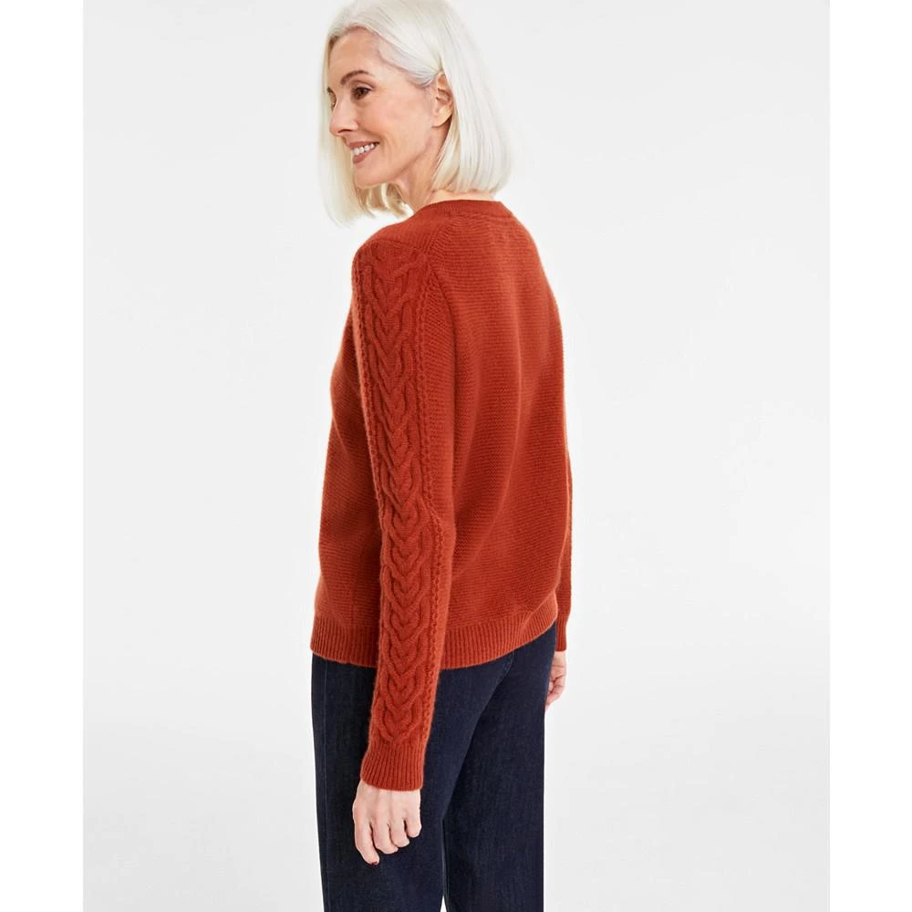 商品Charter Club|Women's 100% Cashmere Cable-Knit-Sleeve Sweater, Created for Macy's,价格¥627,第2张图片详细描述