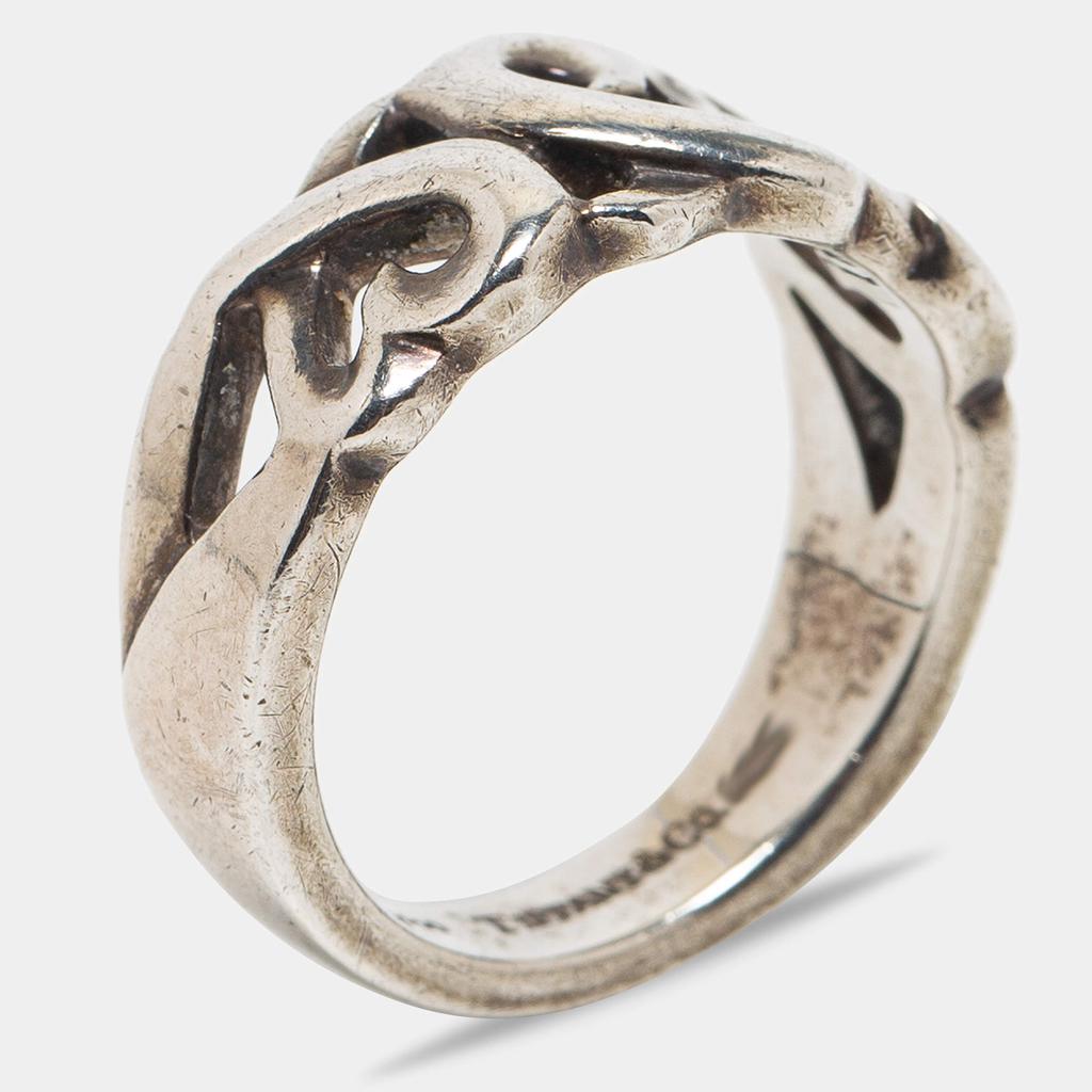 Tiffany & Co. Sterling Silver Paloma Picasso Loving Hearts Band Ring Size EU 51商品第1张图片规格展示