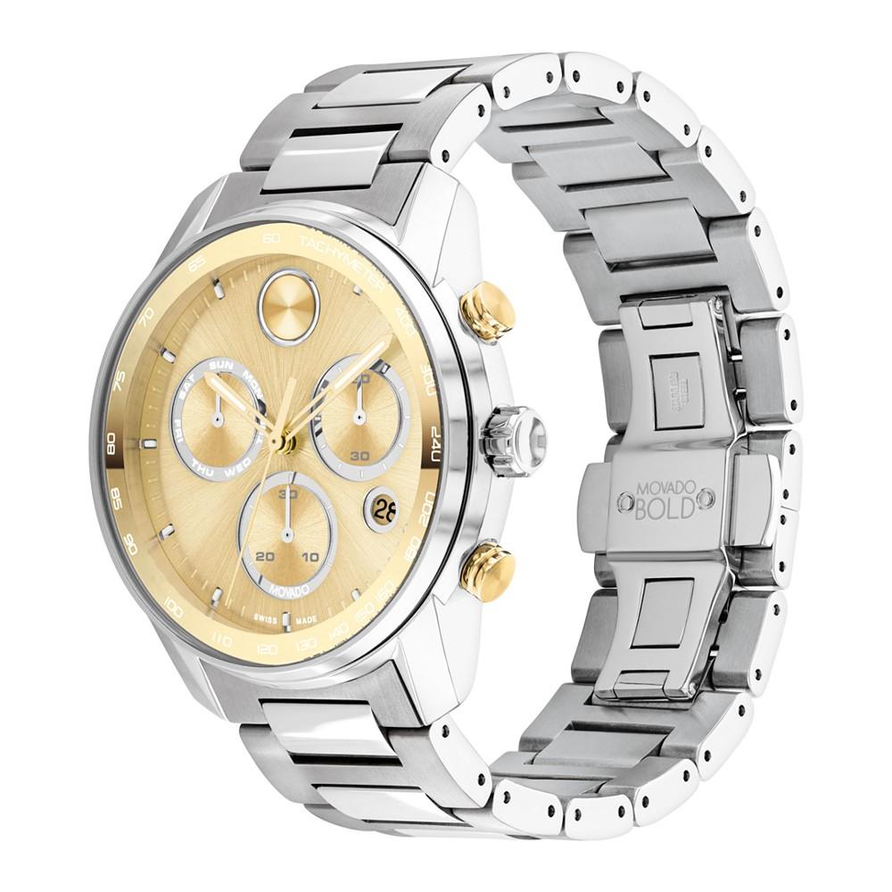 Men's Swiss Chronograph Bold Verso Stainless Steel Bracelet Watch 44mm商品第2张图片规格展示