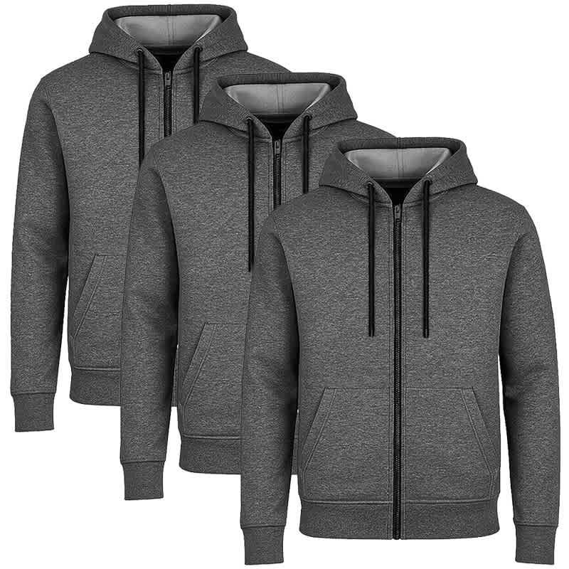 Men's Lined Full-Zip Hoodie, 3-Pack image 2