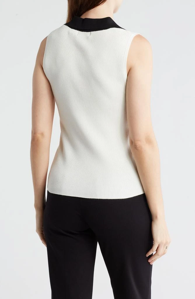 商品Tahari|Contrast Collar Sleeveless Polo Sweater,价格¥76,第2张图片详细描述