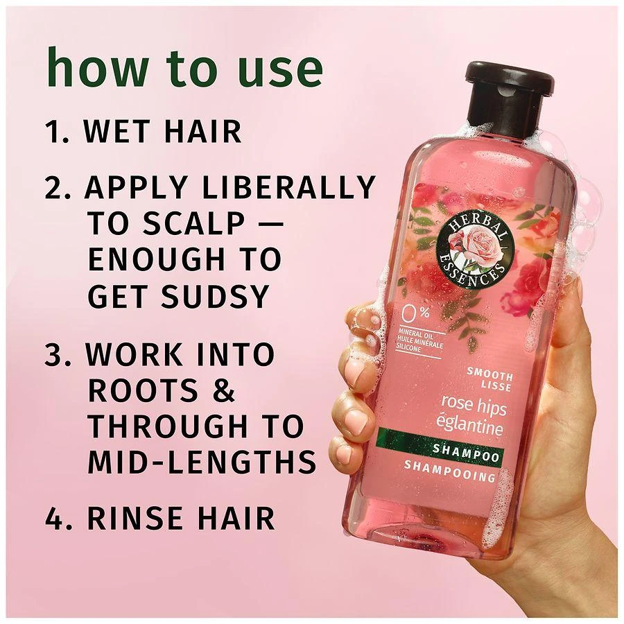商品Herbal Essences|Rose Hips Smooth Shampoo Luscious floral bouquet with rose petal top notes,价格¥59,第2张图片详细描述