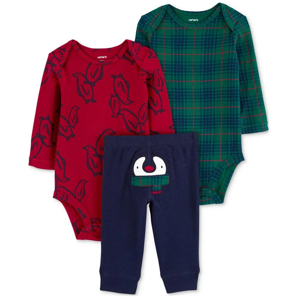 商品Carter's|Baby Boys Cotton Printed Bodysuits and Penguin Pants, 3 Piece Set,价格¥134,第1张图片