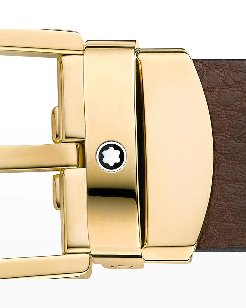 商品MontBlanc|Men's Horseshoe Buckle Leather Belt, 30mm,价格¥3244,第3张图片详细描述