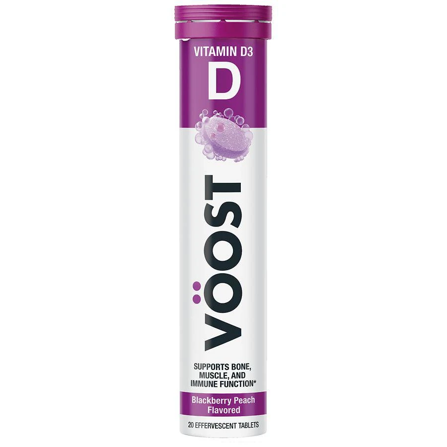商品Voost|Vitamin D Sugar Free Effervescent Tablets for Bone Health Fizzy Blackberry Peach,价格¥97,第1张图片