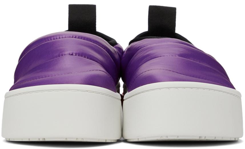 Purple Puffed Nylon Slip-On Low Sneakers商品第2张图片规格展示