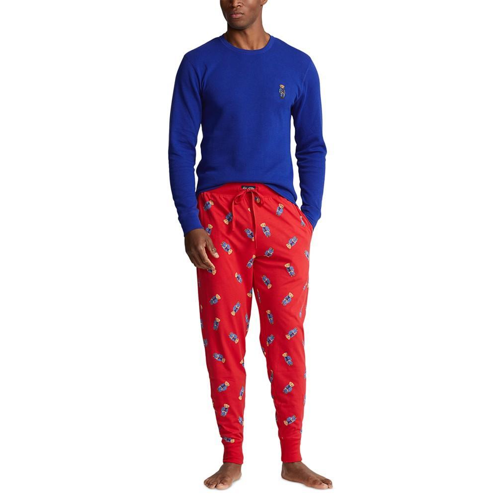 商品Ralph Lauren|Men's Denim Bear Folded Waffle Long-Sleeve Pajama Shirt,价格¥206,第6张图片详细描述