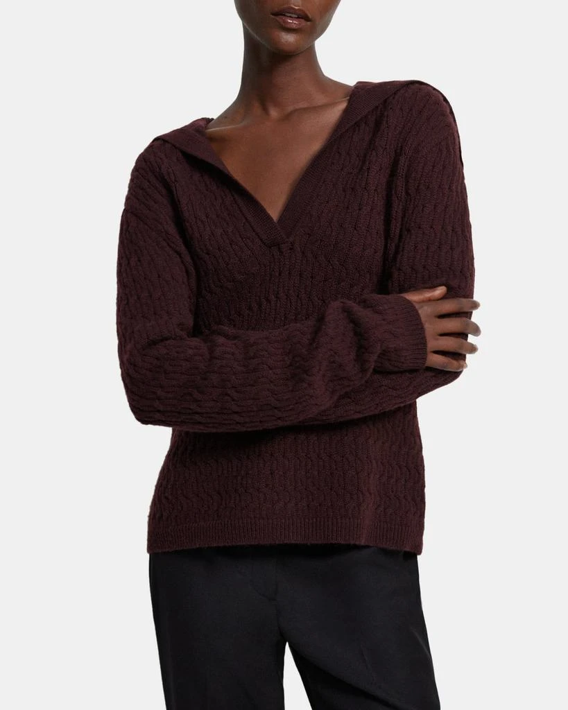 商品Theory|Cable Knit Polo Sweater in Felted Wool-Cashmere,价格¥958,第1张图片