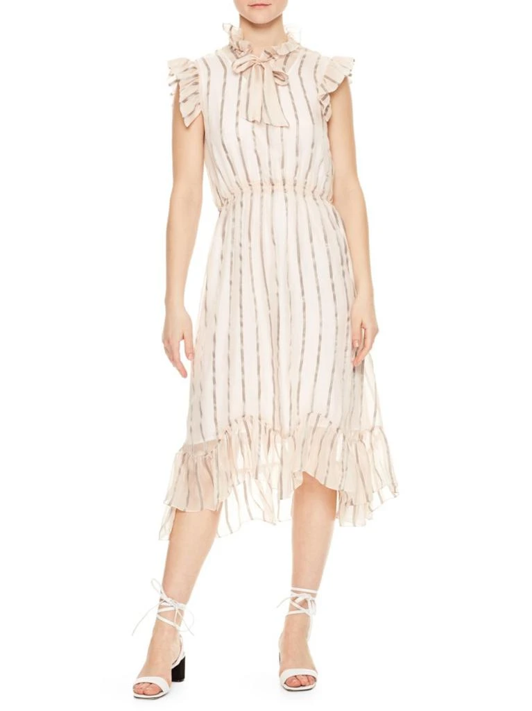 商品Sandro|Cuba to Paris Maki Sheer Overlay Silk Dress,价格¥1532,第1张图片