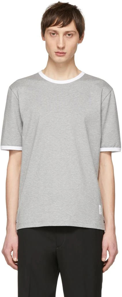 商品Thom Browne|Grey Ringer T-Shirt,价格¥2423,第1张图片