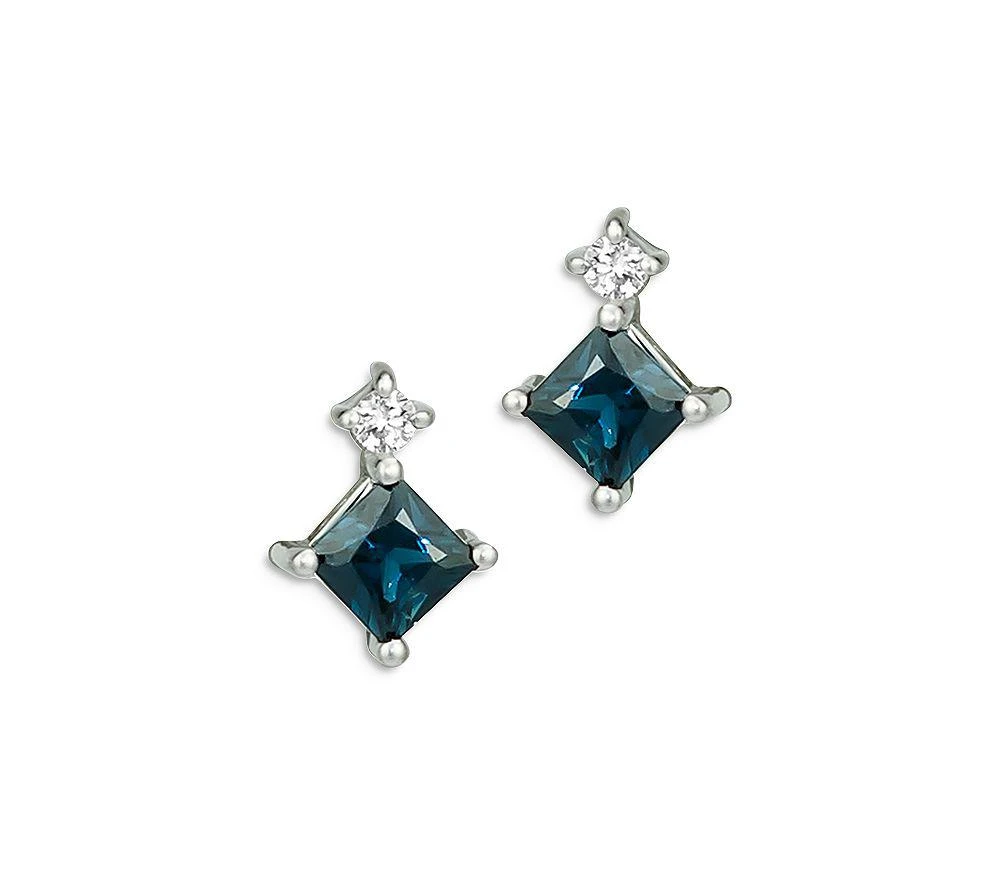商品Bloomingdale's|Princess Cut Sapphire & Diamond Stud Earrings in 14K White Gold - Exclusive,价格¥4541,第1张图片详细描述