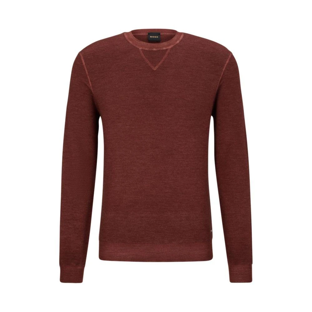 商品Hugo Boss|Structured-knit sweater in virgin wool, silk and cashmere,价格¥1468,第1张图片